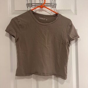 Abercrombie & Fitch Soft A&F Essentials Baby Tee Brown Taupe Short Sleeve M